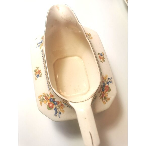 Sauce Boat and Plate Vintage Early 1930s John Maddock and Sons Ltd. Ivory Ware - Picture 8 of 10